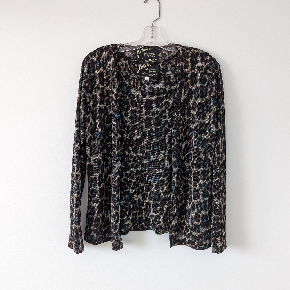 Vintage Judy Joannou 2-Piece Animal Print Set - Blouse & Cardigan - Size S